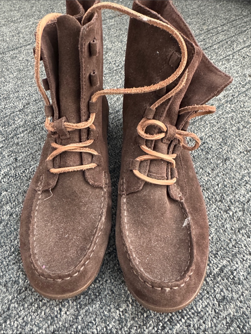 Sperry Chocolate Brown Suede Ankle Booties with Tan Laces